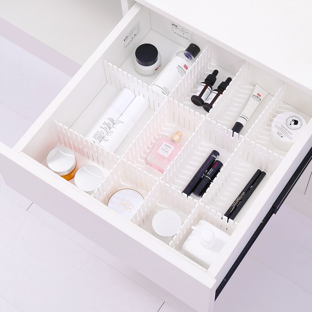 DIY Adjustable Storage Partition Board Plastic Drawer Divider Combination Partition Board Space-saving Division Organizer