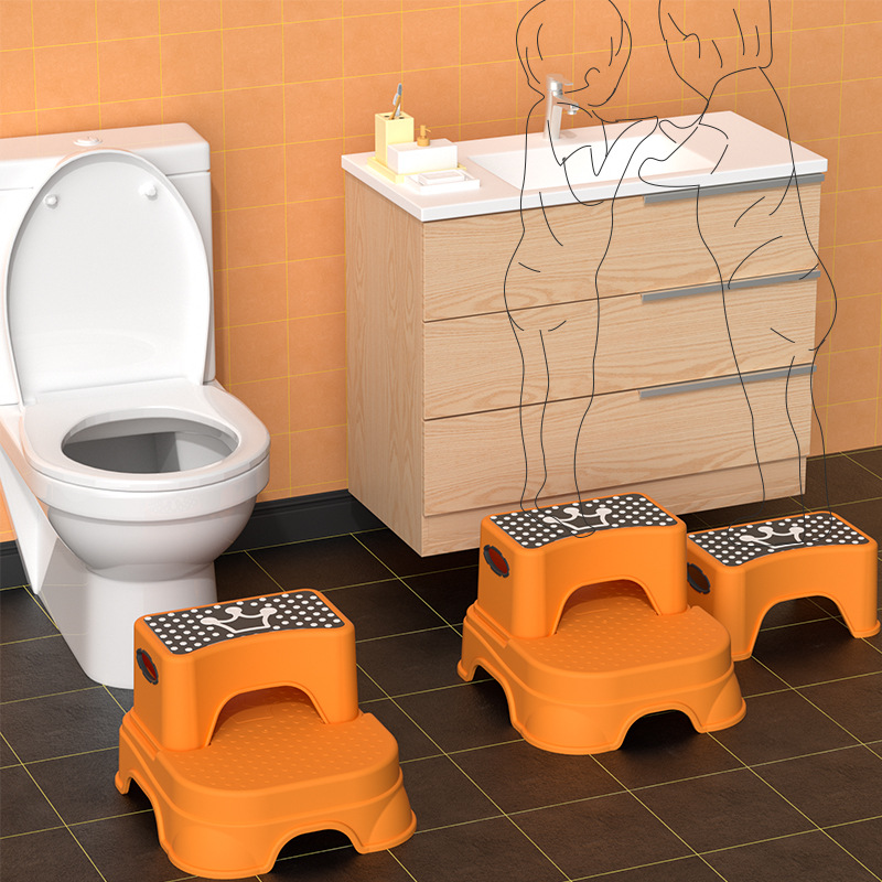 Children's Non-Slip Ottoman Baby Potty Training Seat Cartoon Single Double-Layer Toilet Foot Stool Plastic Pedal Stool