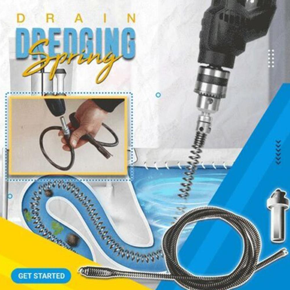 1/2/3/4/5m Kitchen Toilet Sewer Blockage Pipe Dredge With Sewer Spring Dredge Clogs Cleaning Length With Electric Drill Adapter