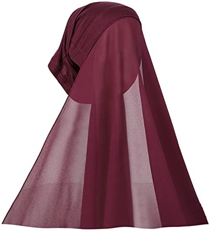Chiffon Instant Hijab for Women Muslim Under Scarf Tube Cap with Veil Fashion Islam Solid Color Headscarf Turban Wrap