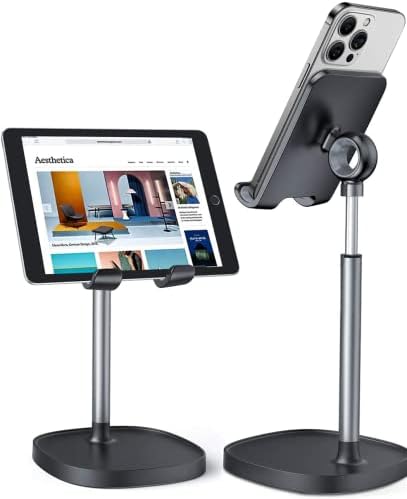 LISEN Cell Phone Stand Adjustable Phone Holer for Desk, 4-10in Computer Office Desk Accessories Women for iPhone 15 Stand Essentials Fits All Mobile Phones, iPhone, Switch, Kindle, iPads, Tablet