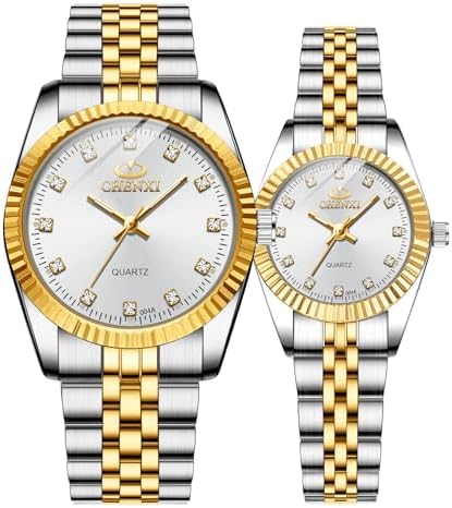 MASTOP Couple Watches Swiss Brand Golden Watch Men Women Stainless Steel Waterproof Quartz Watch…